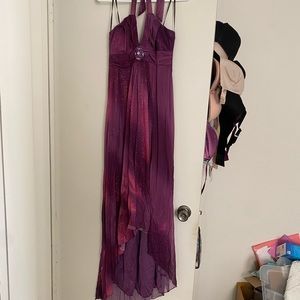 Purple halter homecoming dress